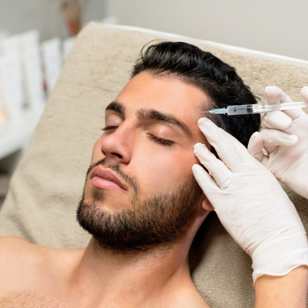 Neurotoxin injection to the forehead